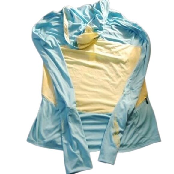 New Balance Turquoise/Yellow Athletic Light Hoodie Top(Knick In The Back) - Picture 5 of 6